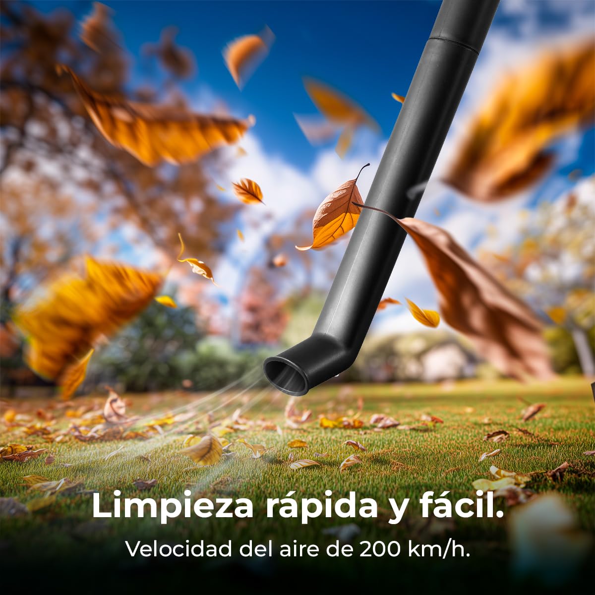 Cecotec Soplador de Hojas a Batería 21V Airforce 2120 FreeMove. Velocidad hasta 200km/h, Ligero, Incluye Dos Tubos Intercambiables para Alcance Largo o Corto, Dos Boquillas y Bolsa