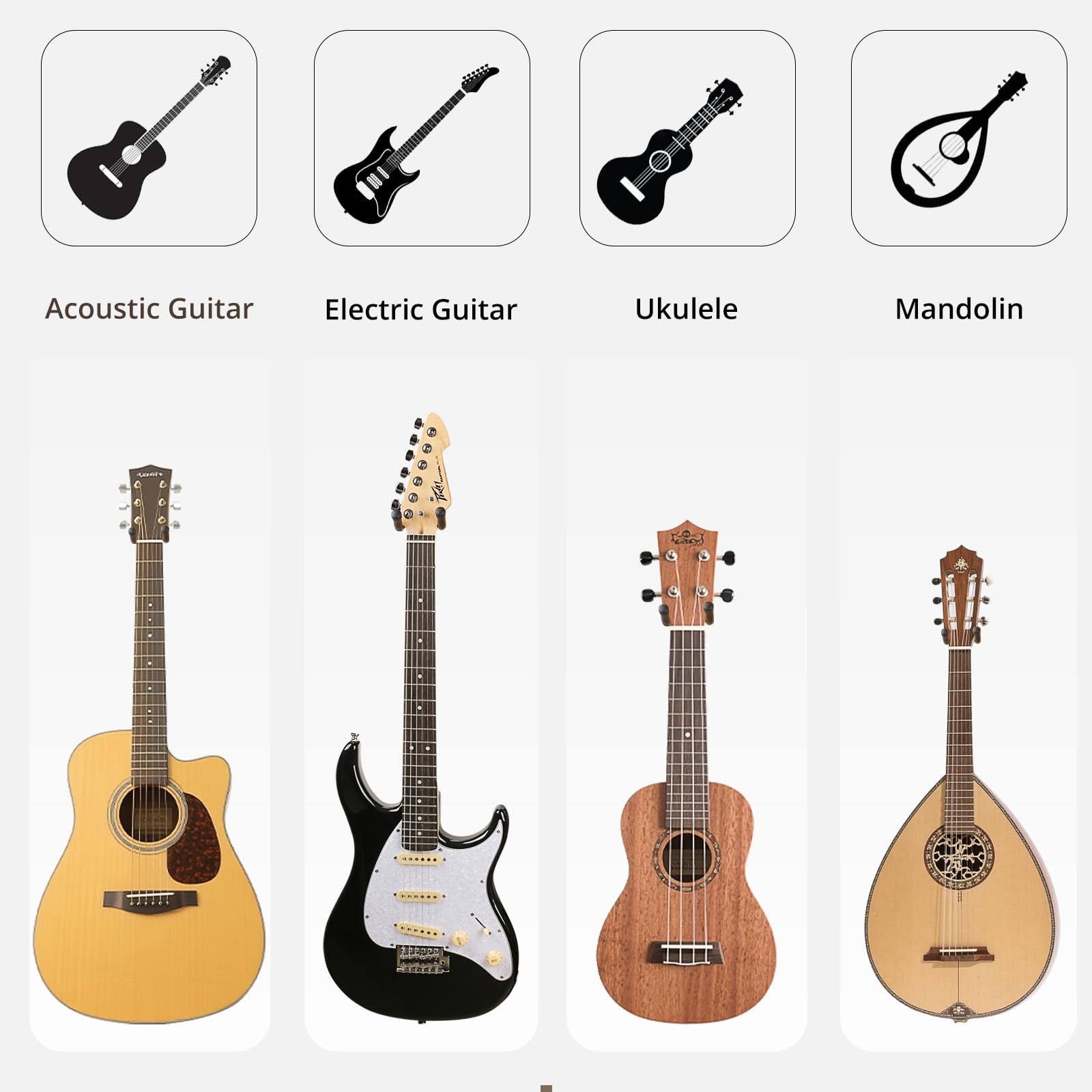 DIDA Soporte de pared para guitarra, colgador de madera maciza, colgador de pared para guitarra, accesorios de guitarra, gancho giratorio en forma de U para guitarra acústica y eléctrica (2, madera de