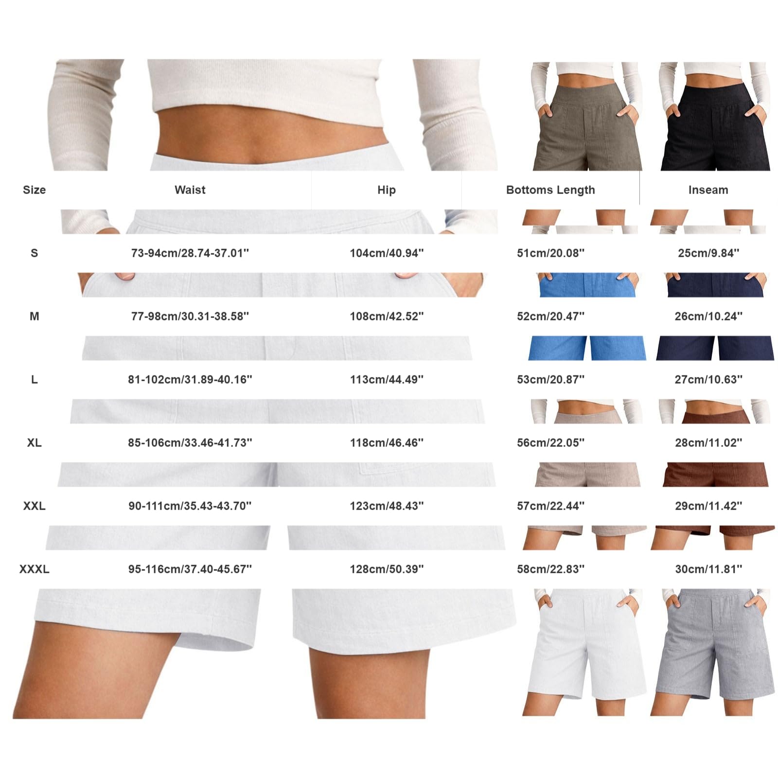 2026 Linen Shorts for Women High Waisted Wide Leg Summer Casual Beach Vacation Bermuda Cropped Pants with Pockets - 4