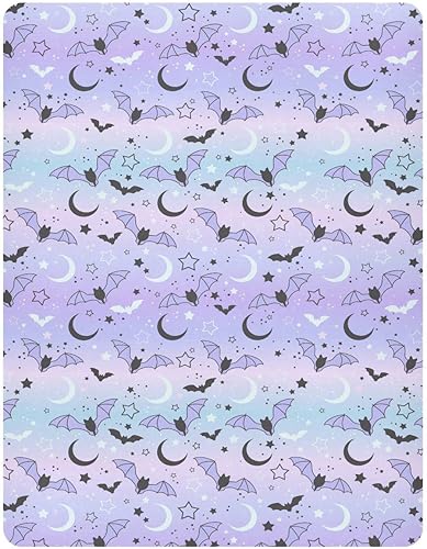 Miniatura 2 de Sábanas bajeras para cuna para niños y niñas, funda de colchón suave y transpirable de murciélagos en el cielo estrellado para cuna estándar y