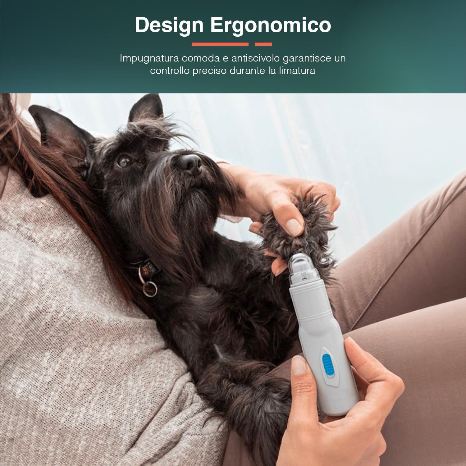 Avilia Lima per Unghie per Animali Domestici, Elettrica - 3 velocità Regolabili, 2 Fessure di Dimensioni Diverse, Adatta a Tutti i Tipi di Animali, Funzionamento a Batterie, in ABS, 3.5x13x3cm