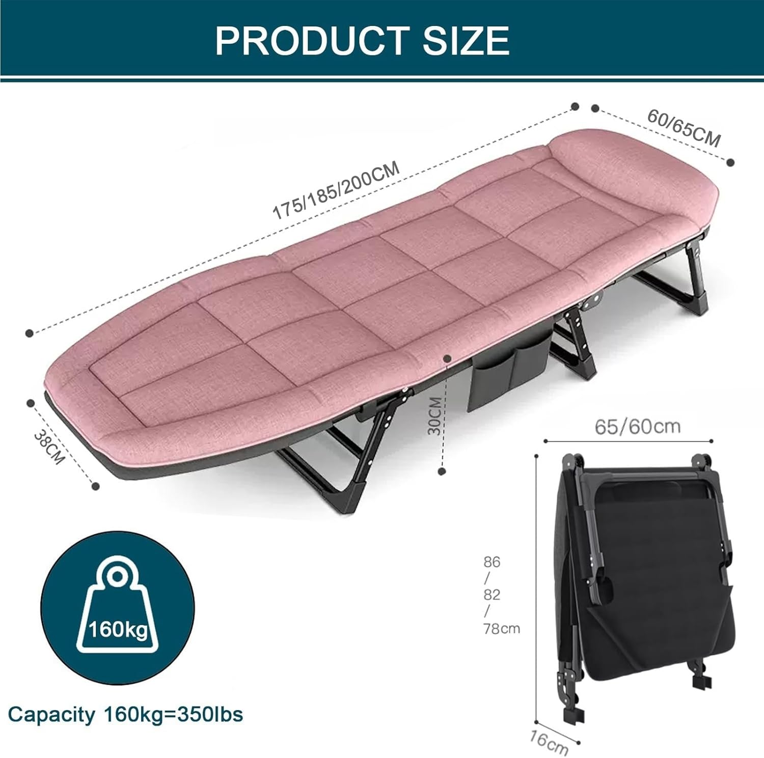 Folding Camping Cot for Adults Heavy Duty Outdoor Bed with Carry Bag Layer Travel Camp Cots Portable Cot Extra Wide,Folding Deck Chair with Padded Cushion Adjustable Recliner Bed for Outdoor