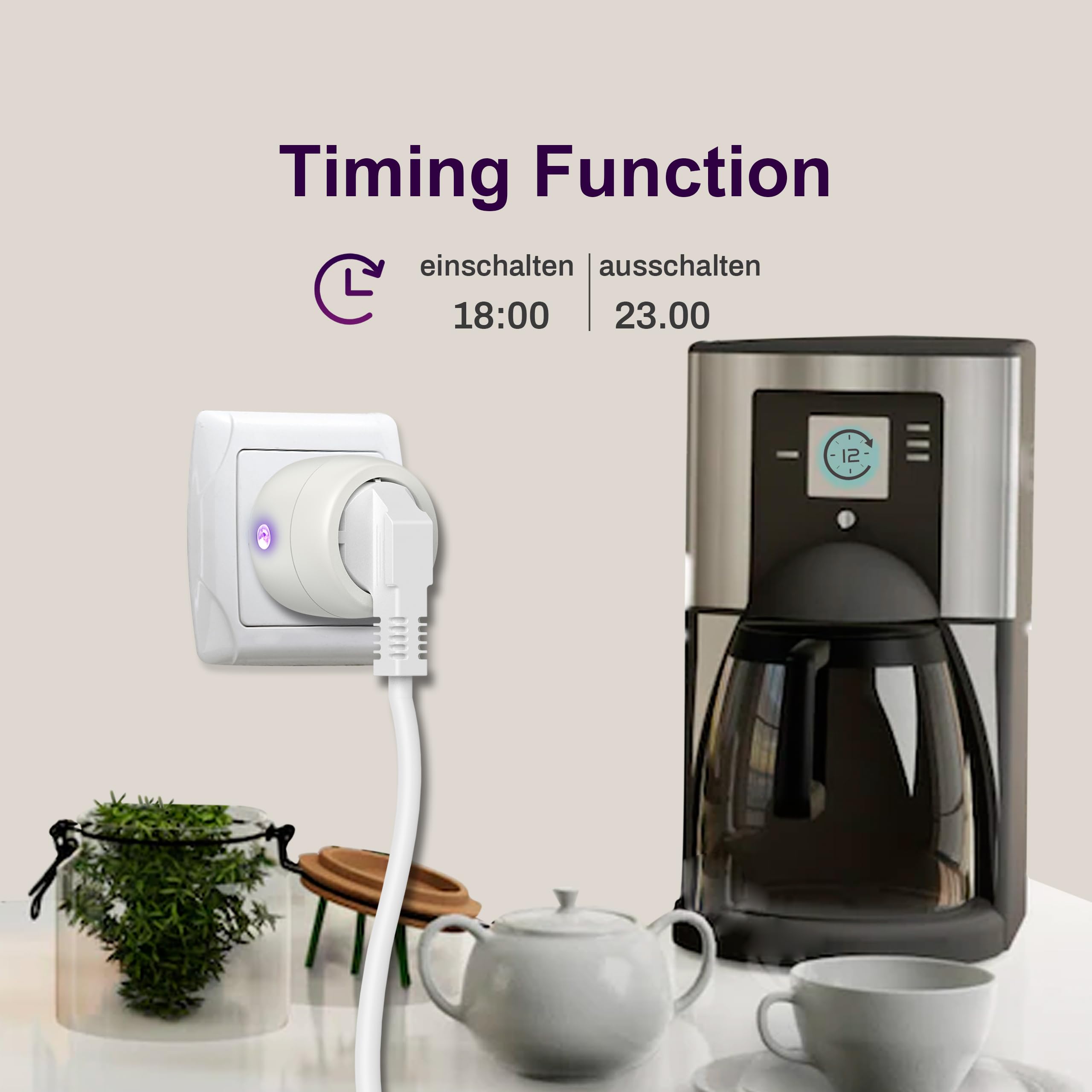UCOMEN TYPE F (EU) Prise Connectée WiFi, 16A 3680W Prise Intelligente, Compatible avec Alexa, Google Home, Smart Life, Pack de 4, Wi-Fi 2,4 GHz Requis