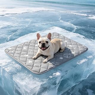 BINGPET Dog Cooling Mat, 35''x23'' Large Upgraded Thickened Cooling Fiber Endothermic Color Changing Pad, Non-Slip Summer Pet Blanket, Foldable Washable Non-Toxic Pet Mat for Indoor Outdoor Use - Amazon product rated Grade A