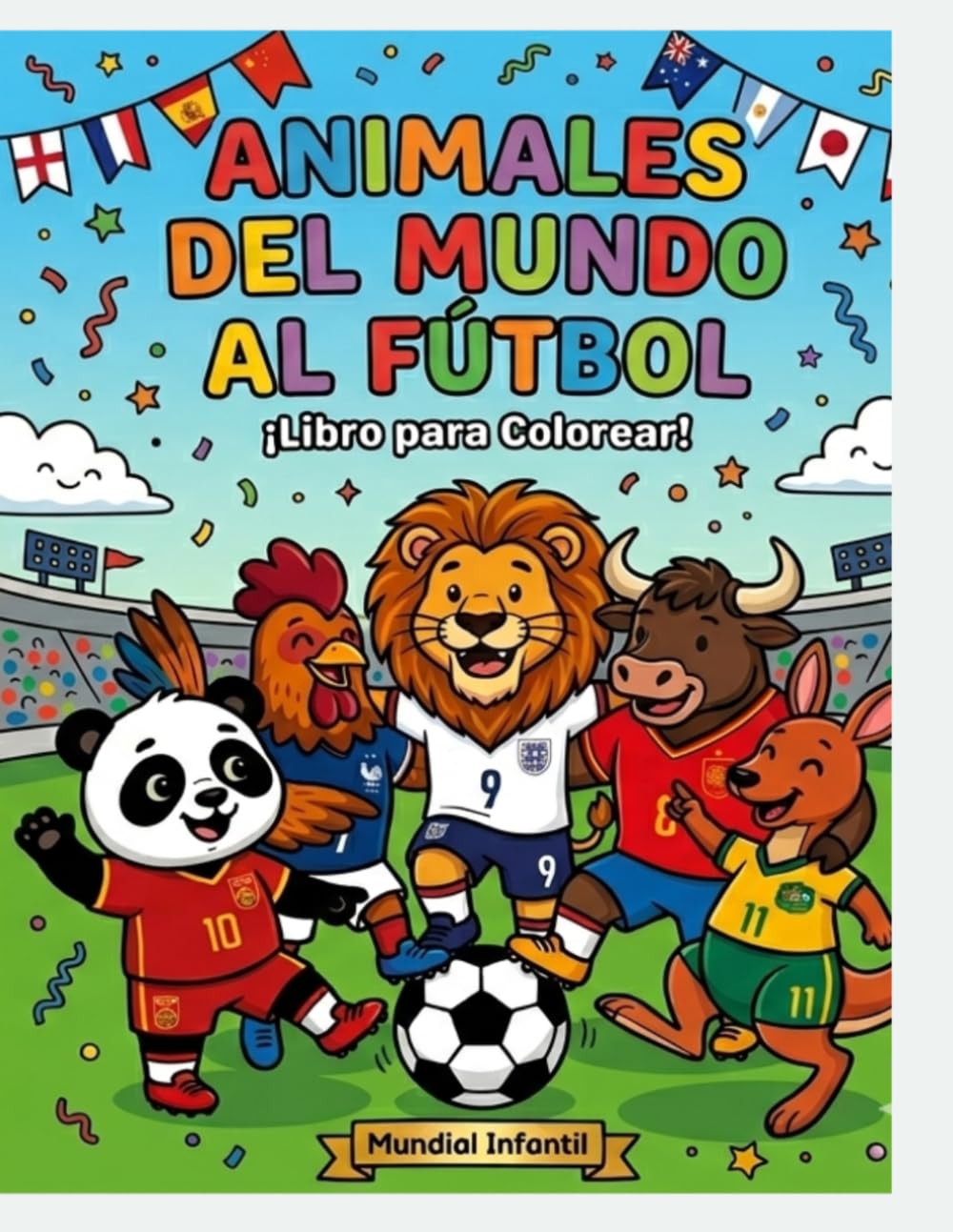 Animales del Mundo al Fútbol: Libro para Colorear