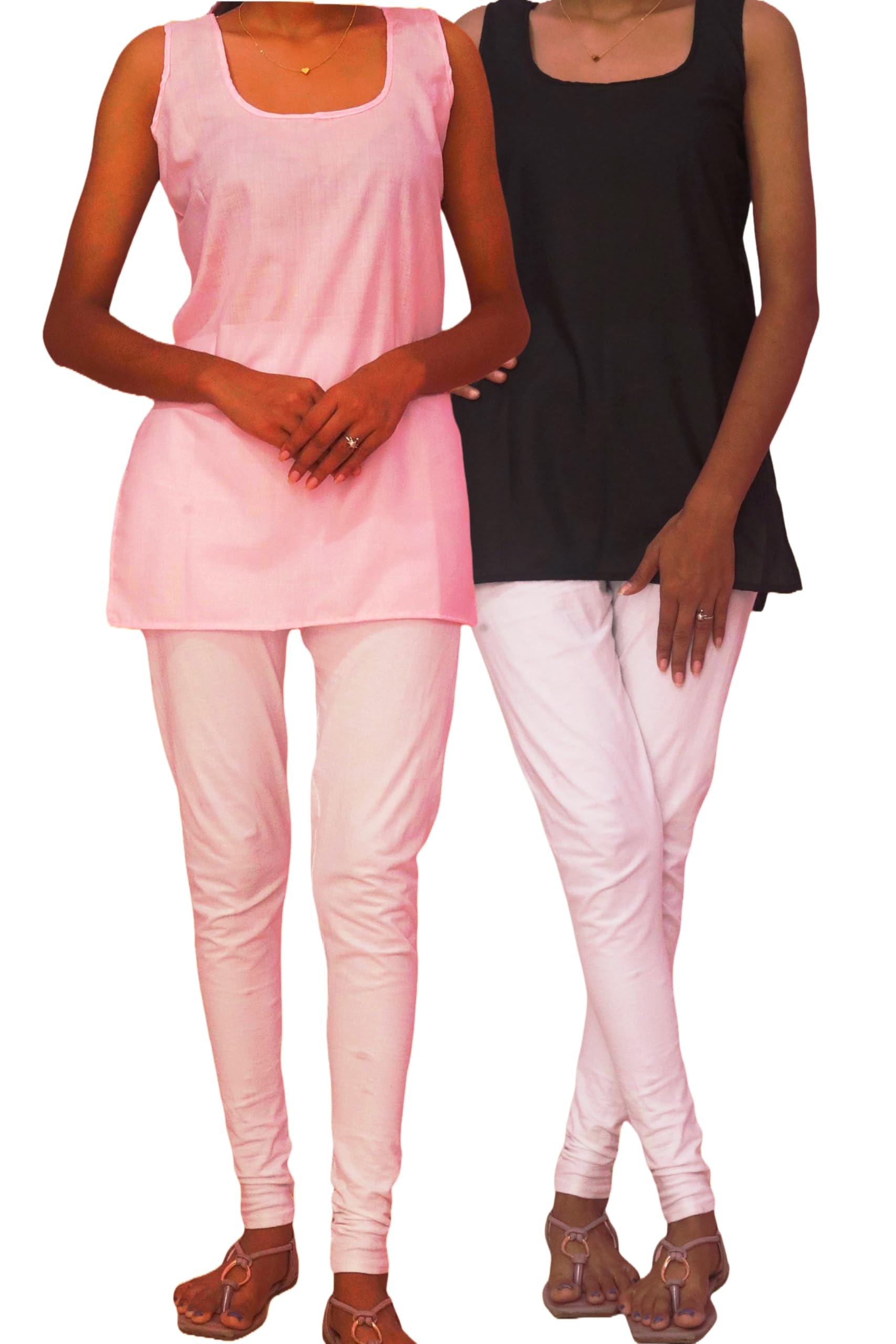 Combo Pack: 2 Pieces Short-Length Inner Slips – Women’s Cotton Short Camisole Undergarment Nightwear Sleeveless Under Dress Solid Regular Cami Vest for Sheer Kurtis Top-image-47