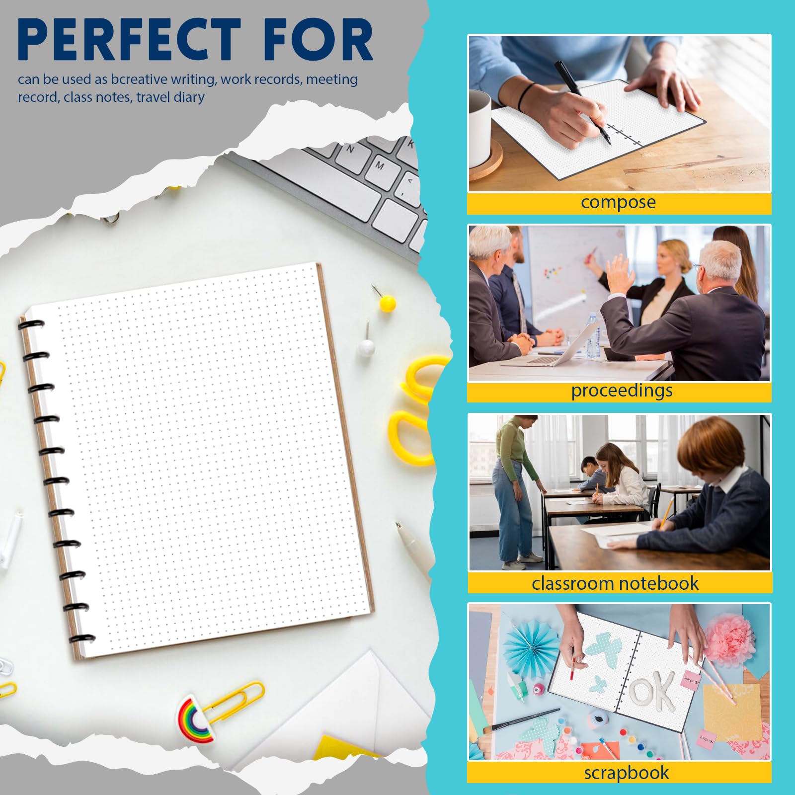 Discbound Notebook VOKOY 120 Sheets Discbound Refill Paper - Letter Size, 11 -Disc, 5 Pastel Colors, 120gsm Thick Lined Paper For Planners 5 Color Pastel Notebook Paper