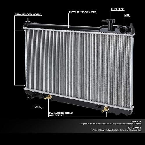 Miniatura 2 de DNA Motoring OEM-RA-2455 Radiador de enfriamiento de núcleo de aluminio de 1 fila compatible con Infiniti G35 Sedan AT 03-04, 27-116 pulgadas de