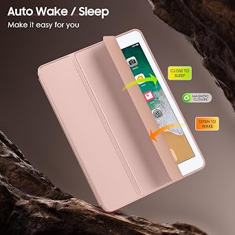 MoKo Case for iPad 6th / 5th Generation (2018 / 2017Model, 9.7 Inch) with Apple Pen Holder, Slim Hollow Logo Smart Cover for iPad 9.7 inch, Also Fit iPad Pro 9.7/Air 2/Air, Auto Wake/Sleep, Rose Gold