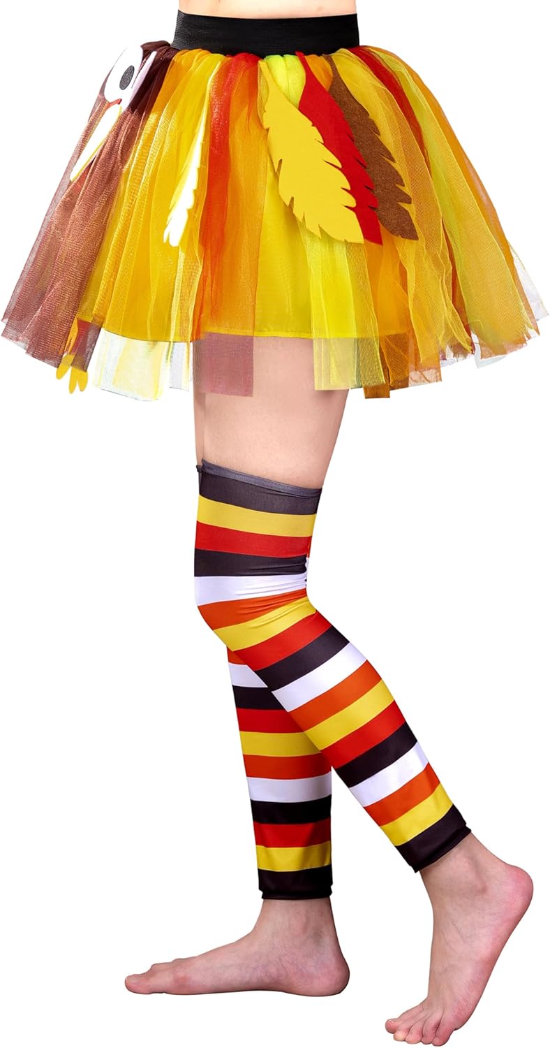 JOYIN Giggling Getup Women's Thanksgiving Turkey Tutu Skirt & Socks Set, Thanksgiving Outfit Turkey Sock for Women, Holiday Tutus, Dress Up Party, Girls Cosplay Party Accessories, Trot Costumes