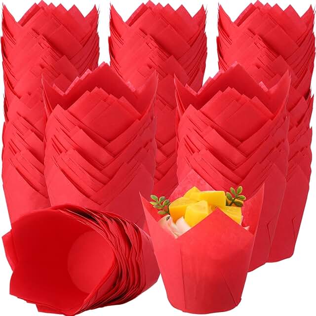 600 Pcs Tulip Cupcake Liners for Baking Muffin Liners Printed Baking Cup...