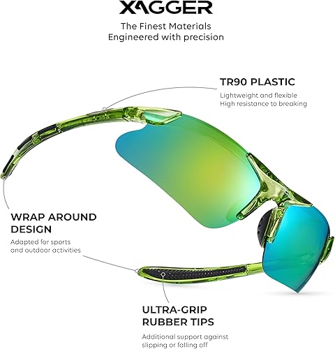 Miniatura 2 de Xagger Gafas de sol deportivas polarizadas para niños y niñas, gafas de béisbol y sóftbol, montura TR90