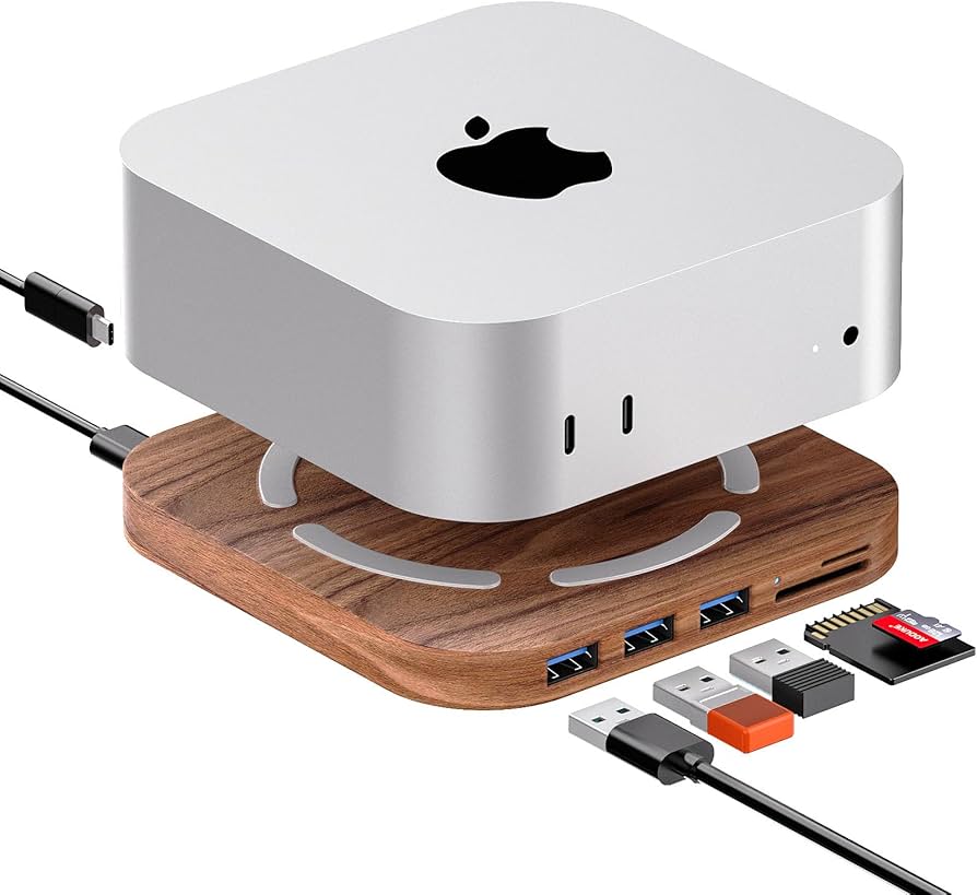 Amazon.com: AODUKE Walnut Wood Mac mini M4 Dock Bracket, Mac mini