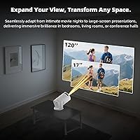 Vista 6 de Mini proyector inalámbrico con WIFI 6 y Bluetooth, soporte 4K 1080P Proyector portátil giratorio de 180°. Proyector de video de pantalla