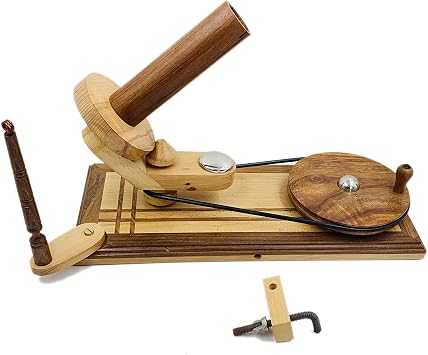 AnNafi Wooden Yarn Ball Winder Dual Color for Heavy Duty Large Knitting Wood Center | Hand Operated Premium Crafted Knitting & Crochet Ball Winder | Pull Natural Wool Winder String Holder Winder