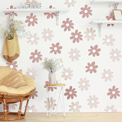 Miniatura 36 de BBTO Calcomanías de pared de margaritas de vinilo con flores, calcomanías de margaritas, calcomanías florales para despegar y pegar para guardería