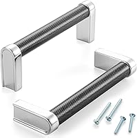 Vista 13 de Paquete de 5 tiradores de gabinete de 3–3/4 pulgadas estriado en negro y oro, manijas de gabinete mate en negro y oro cepillado AP1311, herrajes