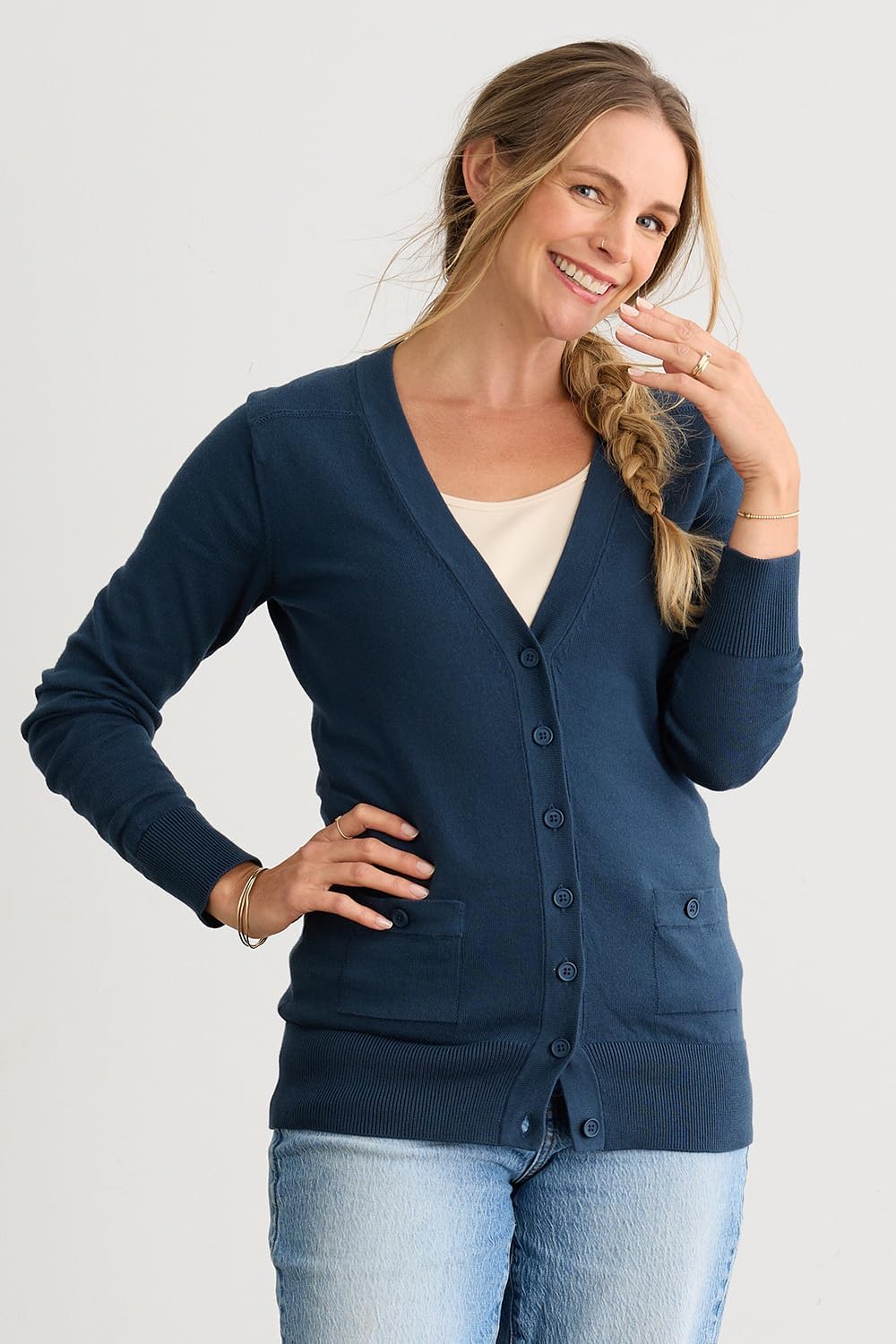 Fair Indigo Fair Trade Organic Boyfriend Cardigan