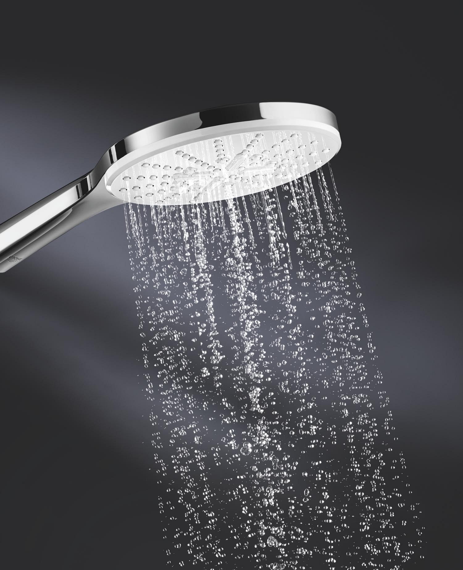GROHE Vitalio SmartActive 150|Manopola doccia a tre getti|GROHE Water Saving (portata limitata a 9,5 l/min)|Sistema di fissaggio universale|Bianco|26597000