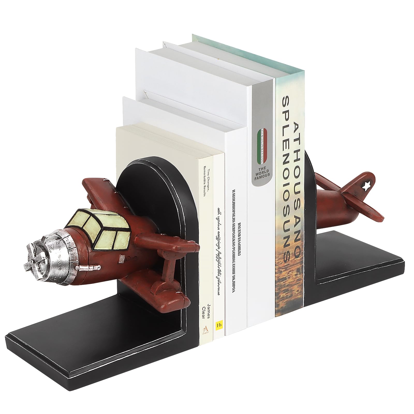 ZGYLin Airplane bookends Pilots Gifts,Airplane Decor Pilot Gifts for Men,Airplane Propeller Bookends Set for Aviation Lovers,Rustic Home Accessories Office Tudy Room Library Desktop Bookshelf