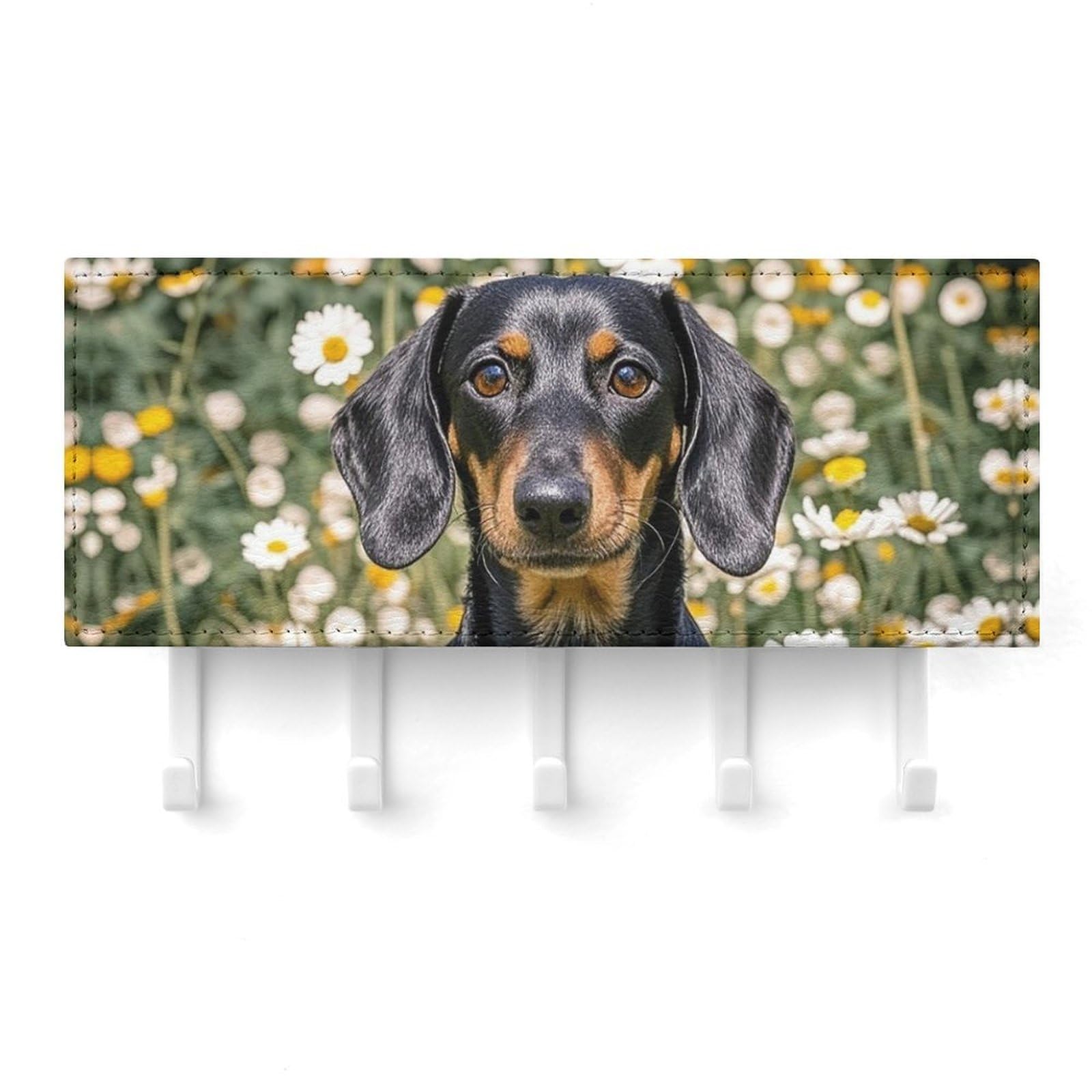 QMNLKH Pad Dachshund Wall Mounted Key Rack for Home, No Drilling Key Holder with 5 Hooks, Self Adhesive Keys Chain Organizer for Hallway, Keys Hanger Shelf for Office, Doorway White
