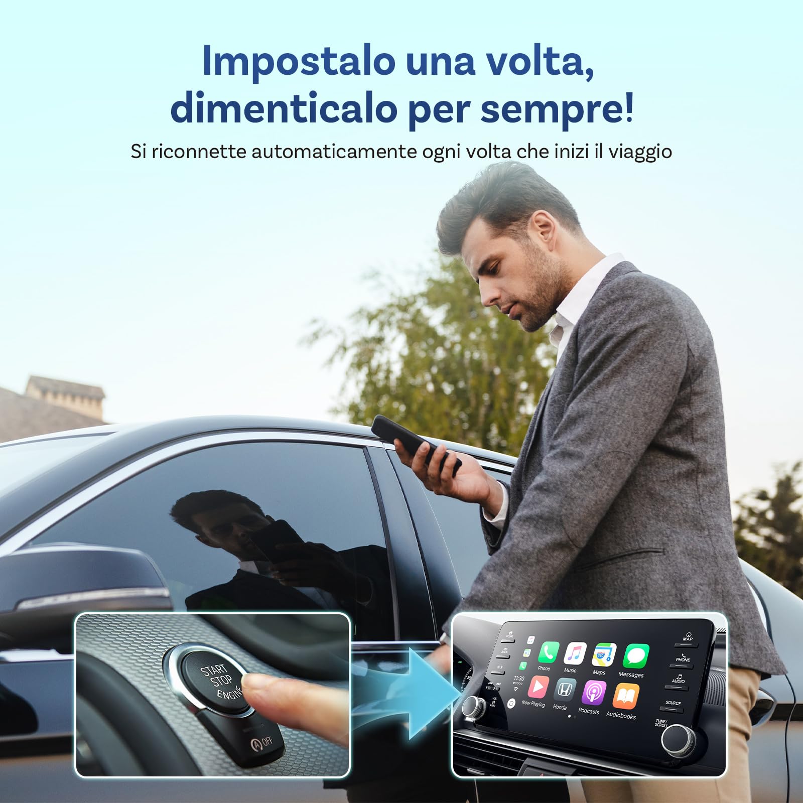 OTTOCAST Play2Video Ultra, 2026 Adattatore Wireless CarPlay & Android Auto con Netflix/YouTube/IPTV/Prime Video integrati, Box AI di Android 12.0 per veicoli con CarPlay cablato di fabbrica