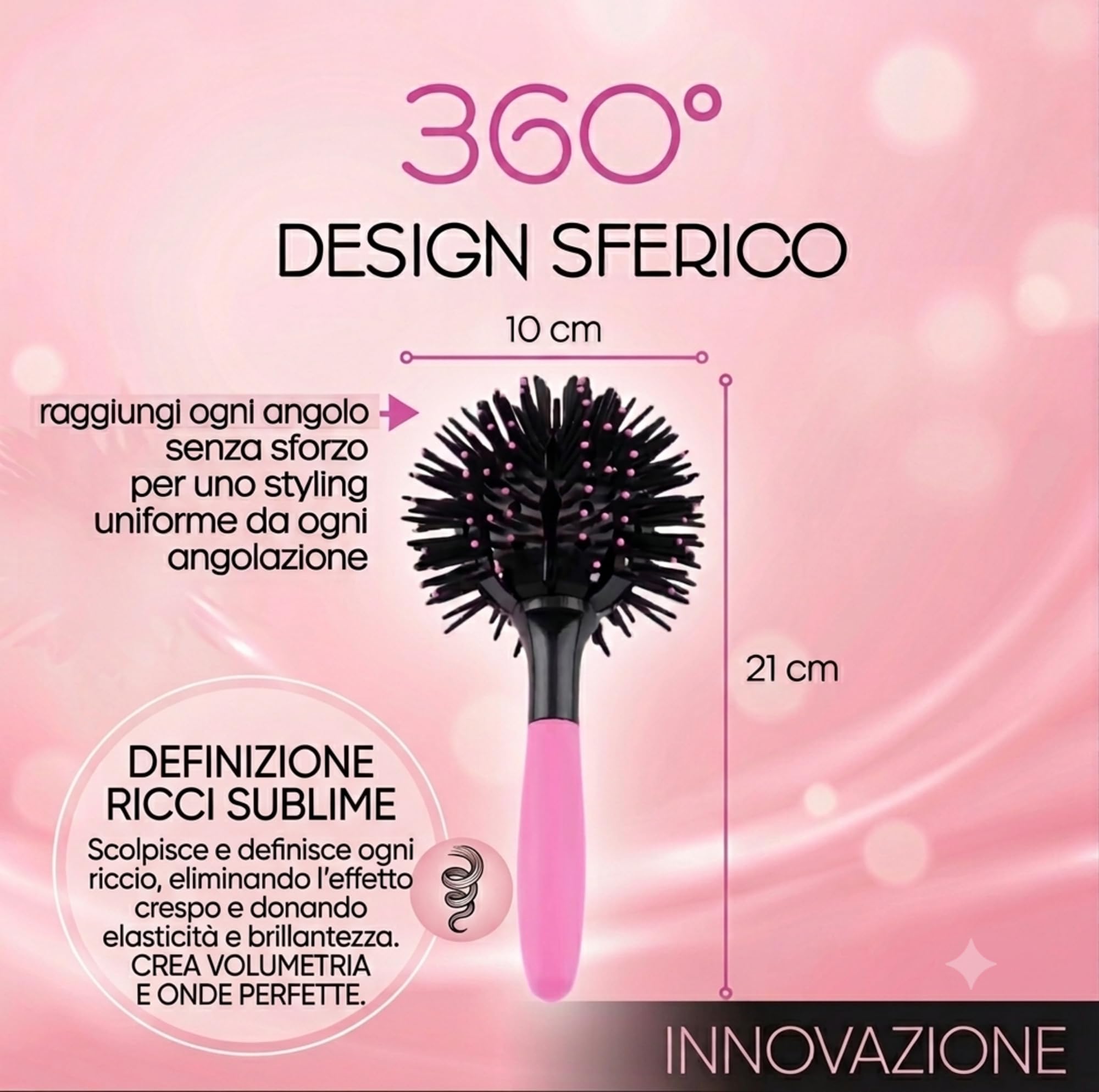 Spazzola Tonda per Capelli - Spazzola Ricci Styling e Onde Perfette, Professionale 1 pz