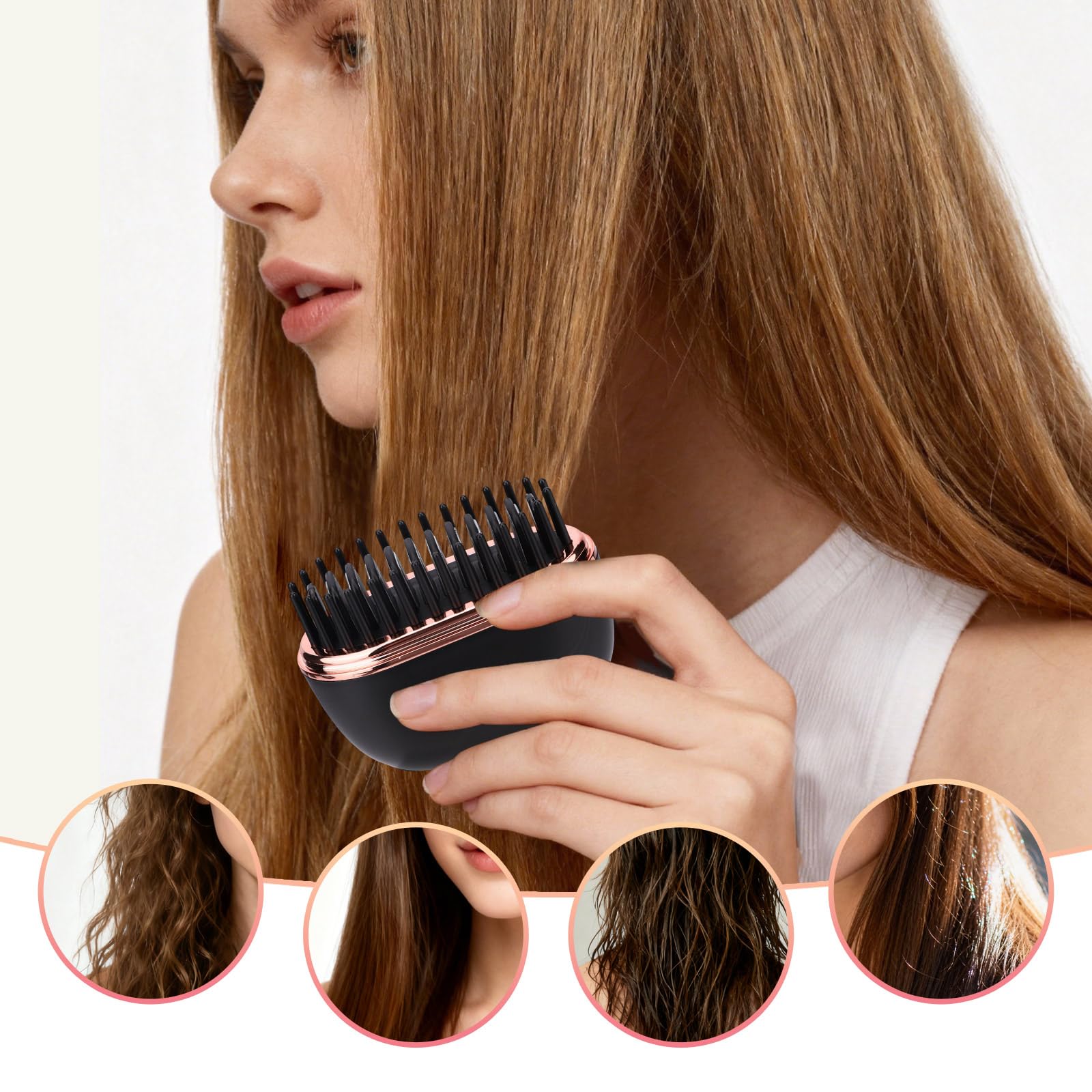Mini Piastra per Capelli Senza Fili, Spazzola lo Styling 2 in 1 Portatile e Ricaricabile con Controllo Della Temperatura a 3 Velocità Guscio Antiscottatura per Tutti i Tipi di Capelli (Nero)