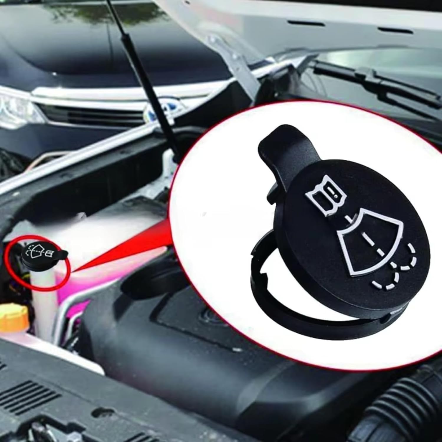 Tank Bottle Caps Compatible With Chevrolet For Silverado For Impala Car Windshield Wiper Washer Fluid Reservoir Tank Bottle Cap Cover(Black)