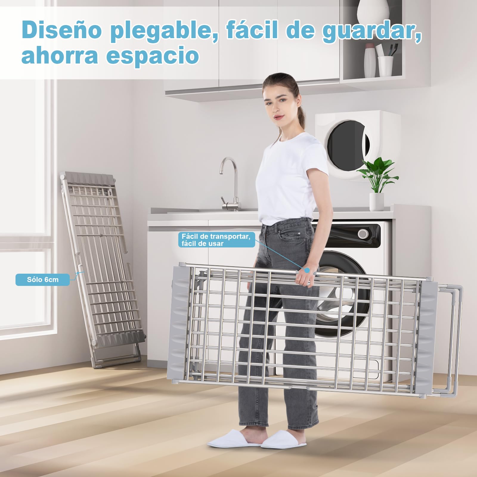 Innotic Tendedero Eléctrico con calefacción Plegable de 230 W, 18 Tubos de calefacción, tendedero calefactable para Interiores para Apartamentos y oficinas, Aluminio (145 x 94 x 54 cm)