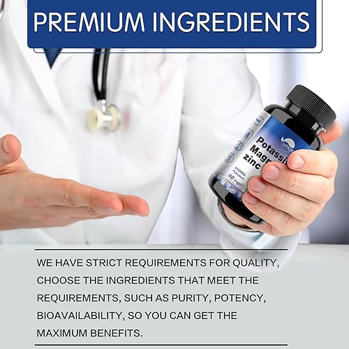 Miniatura 10 de Suplemento de potasio y magnesio 1000 mg, magnesio potasio aspartato de zinc apoyo vascular, hueso, corazón, músculo y nervioso, sin OMG, vegano,