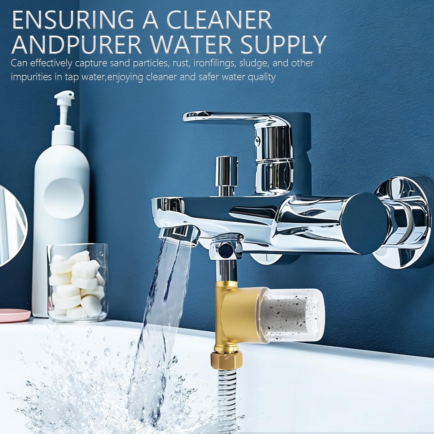 40 Micron Reusable Brass Inline Sediment Filter - Universal Fit for Washing Machine, Shower, Garden Hose & Well Water - Anti-Clogging Design with Pipe Sealant Tape