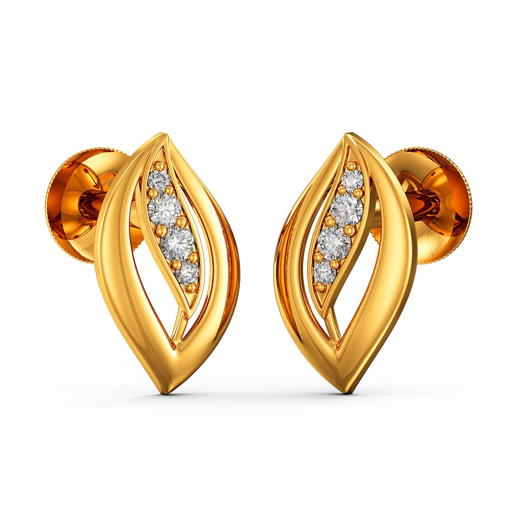 joyalukkas 22 KT Purity | HUID & BIS Hallmark | Verdant Leaf Gold Earrings For Women-picture-6