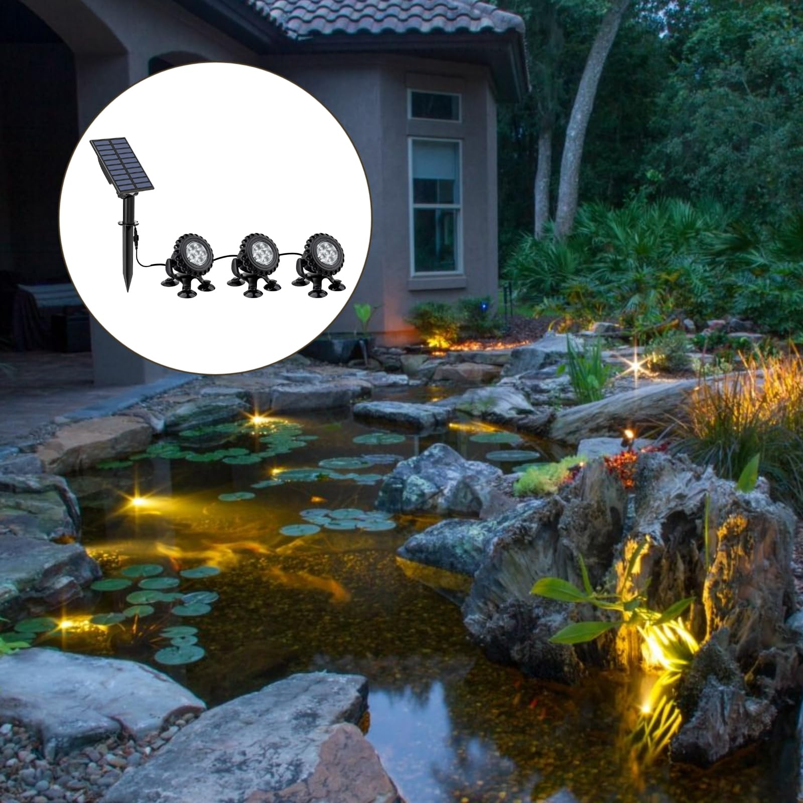 Luces solares RGB cambiantes para estanque, luces LED sumergibles, luces de acuario, IP68 impermeable, ideal para peceras y fuentes, material ABS con instalación de succión
