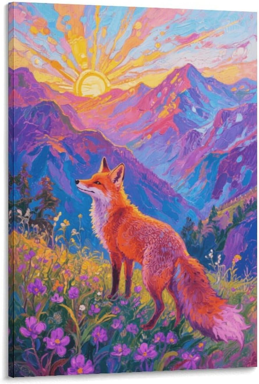 Red Fox Canvas Wall Art Red Fox Valley Canvas Prints Artwork for Living Room And Bedroom Decorations Gift 20x30inch(50x75cm)