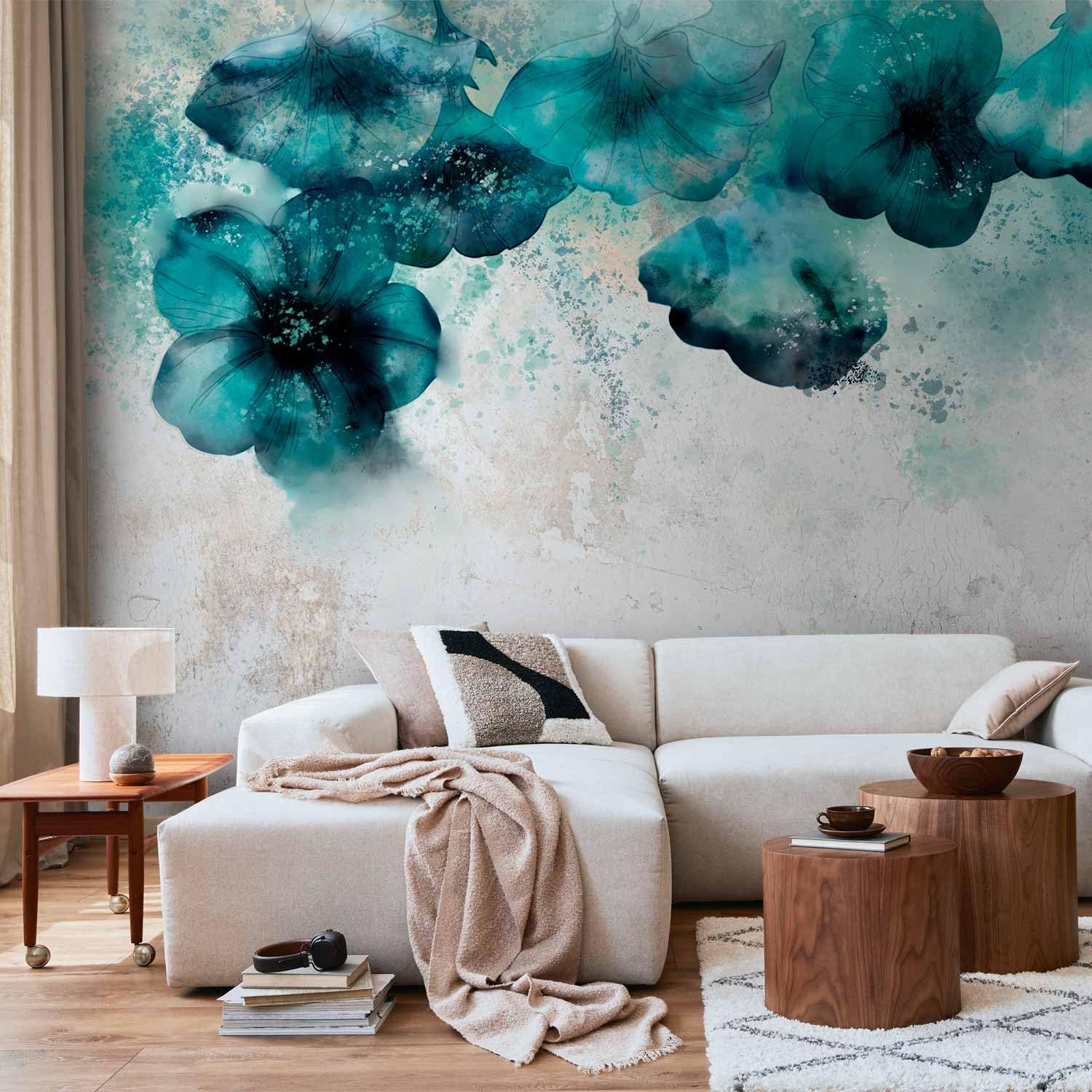 murando - Carta da Parati Adesiva Papavero 392x280 cm Fotomurali Adesivi Murali Rivestimento Parete Moderna per Pareti Adesiva Muro Decorativo Fotomurale Soggiorno Fiori blu Natura come dipinto