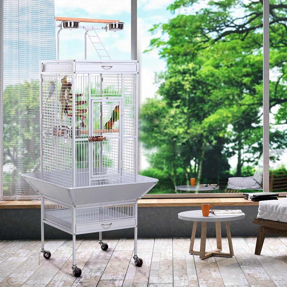 Yaheetech Vogelvoliere großer Vogelkäfig Vogelhaus Papageienkäfig Tierkäfig 156 cm hoch