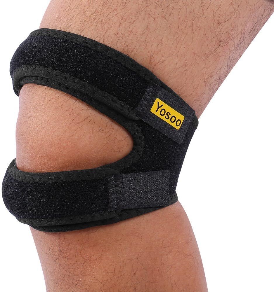 Ball Joint Knee Strap, Adjustable Neoprene Double Compression Knee Support Sleeve with Silicone Bar Knee Stabilizer for Running, Arthritis, Jumper, Lesio Recovery