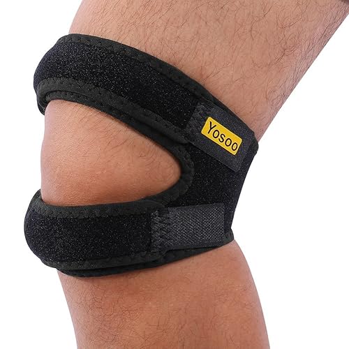 Correa de rodilla de doble rótula, manga de compresión ajustable de neopreno con doble barra de silicona para rodillas, estabilizador de rótula para