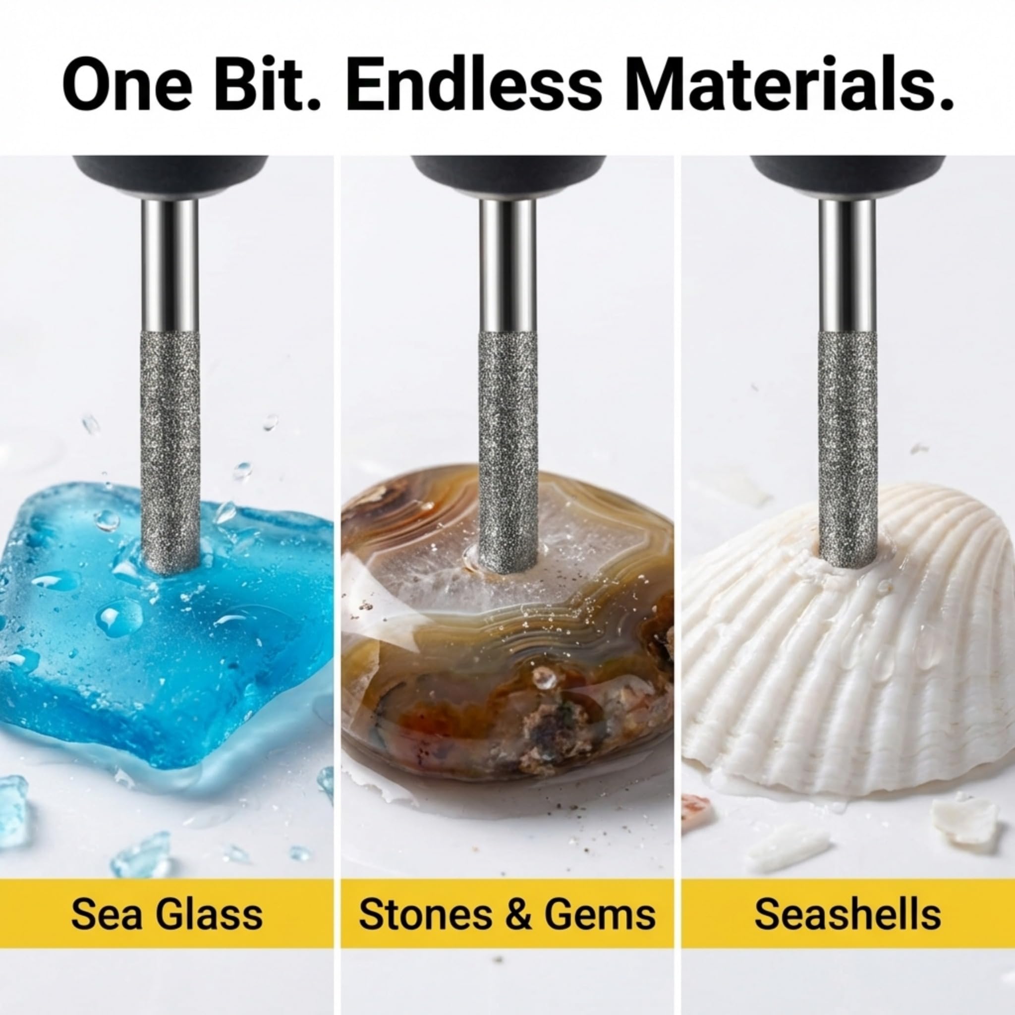 Broca de diamante de 3 mm, joyería de playa, conchas de vidrio de mar, piedras preciosas de 1/8 pulgadas, punta de mango Dremel, compatible con rebabas lapidarias, juego de 30 piezas