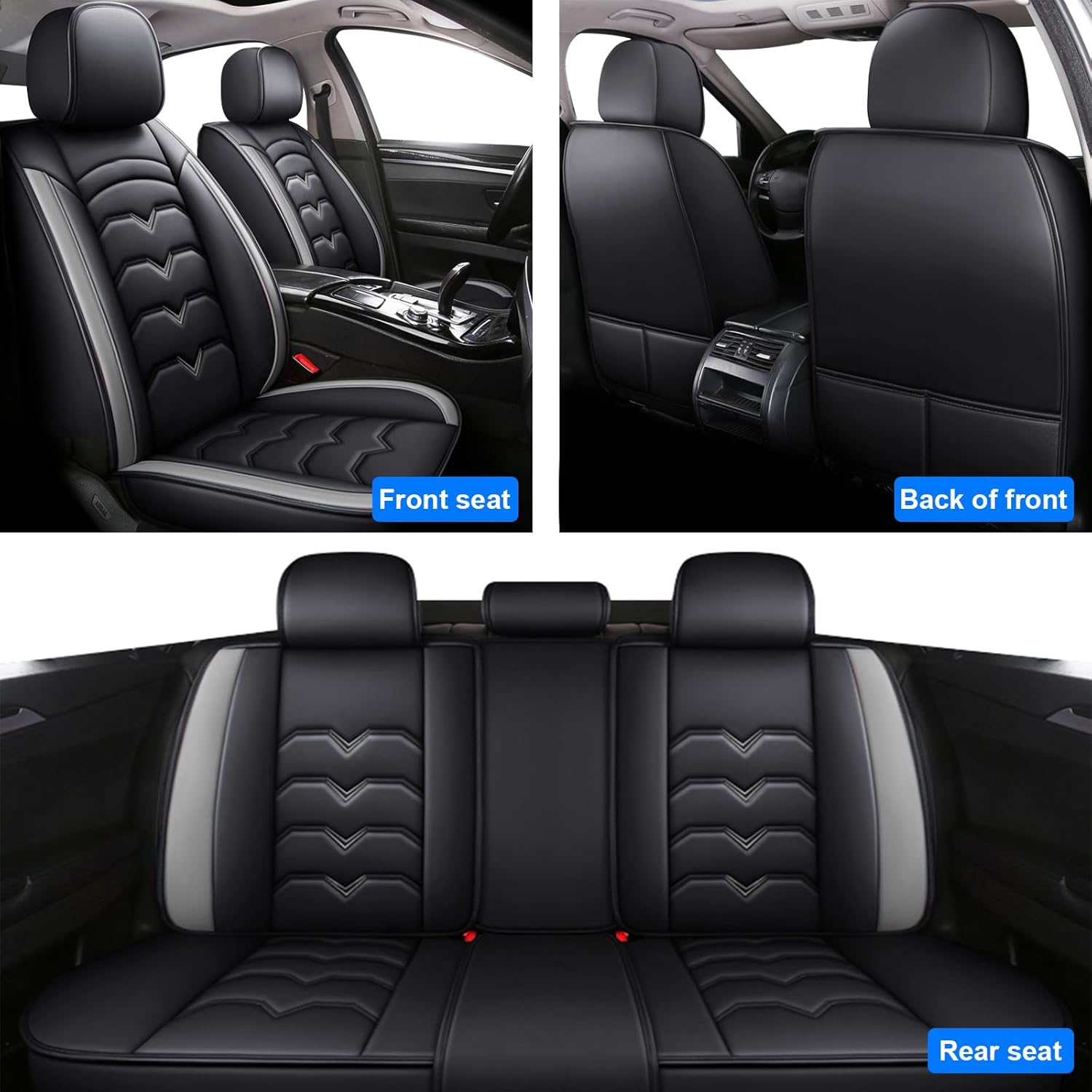 Car Seat Covers Compatible with Trax 2013-2024,Pu Leather Car Seat Protector Cushion,Waterproof Front Rear Full Set Auto Seat Covers,Black Grey
