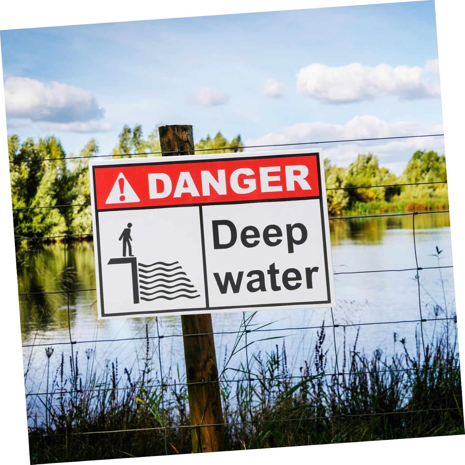 Aluminum Deep Water Warning Sign for Lakes and Ponds Outdoor