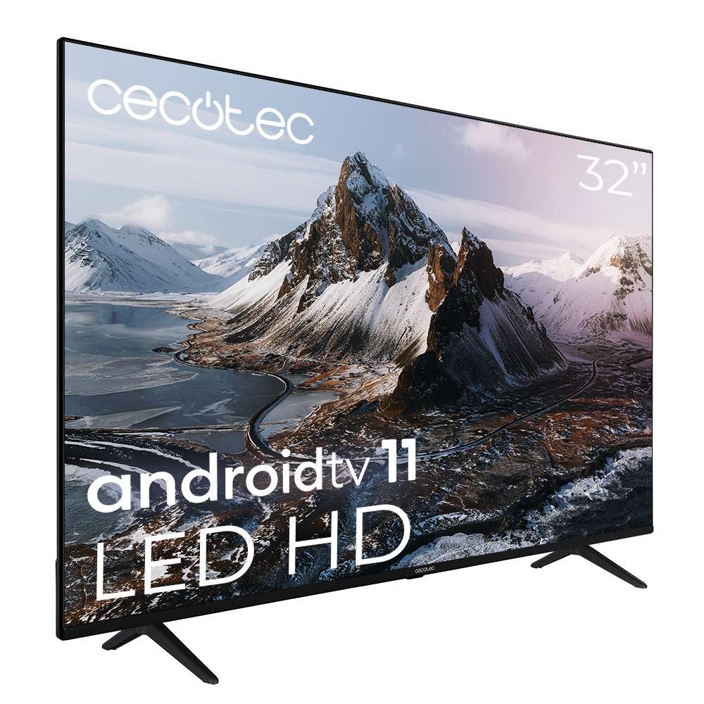 Cecotec Téléviseur LED 32 « Téléviseur LED intelligent série a3 ALH30032s. Résolution LED HD, Android 11, design sans cadre, MEMC, Dolby Atmos, HDR10, 2 haut-parleurs de 10 W, modèle 2023