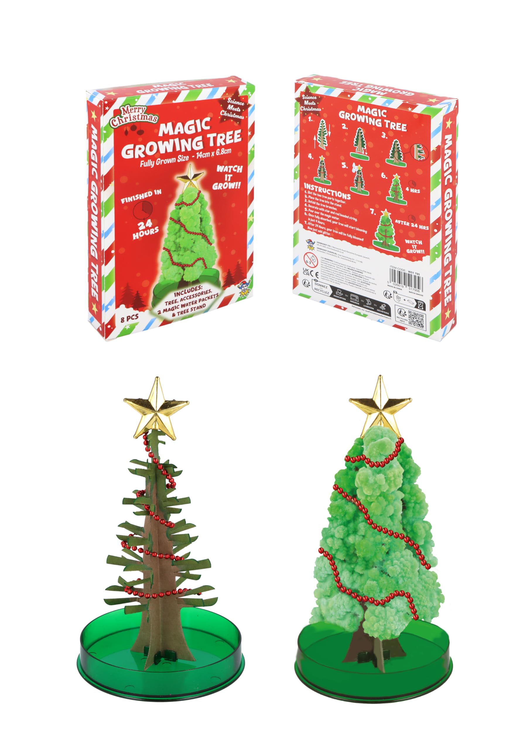 Henbrandt 12 x Magic Growing Crystal Christmas Tree Set Grow Your Own Crystals Science Kit Stocking Filler Christmas Eve Box Party Favours Loot Bag Fillers Lucky Dip for Boys and Girls โ image 1