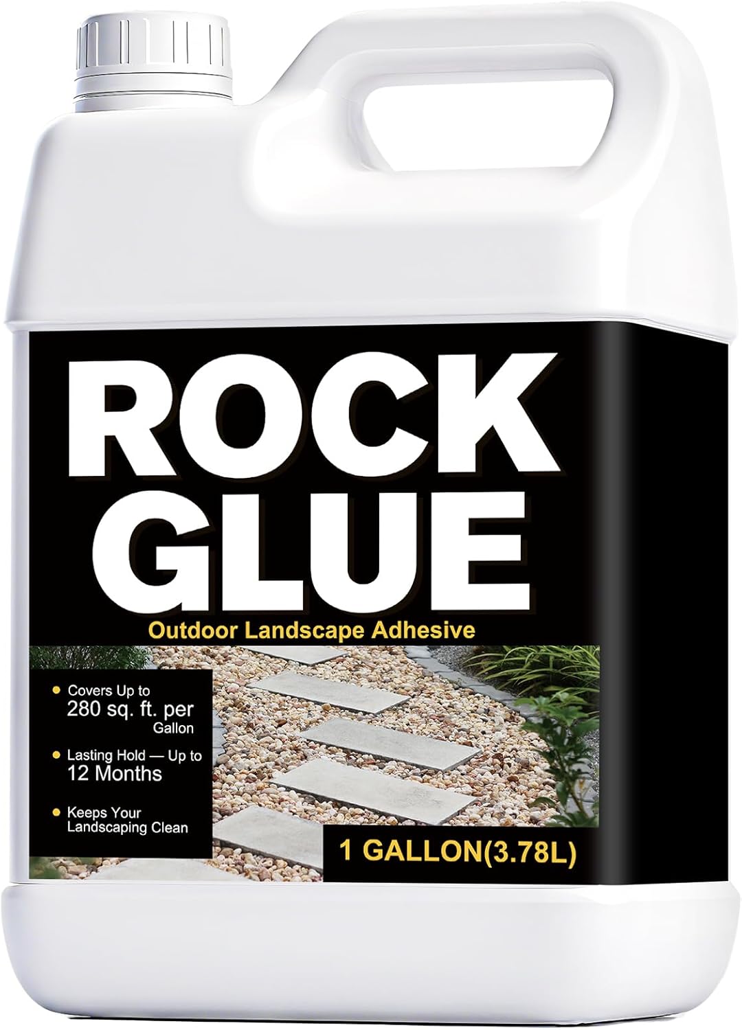 Teexpert Rock Glue for Landscaping – 1 Gallon Outdoor Gravel Binder for Pea Pebbles, Small Stones – Strong Bond, Water Permeable, Weather Resistant – Ideal for Pathways, Patios, Yards