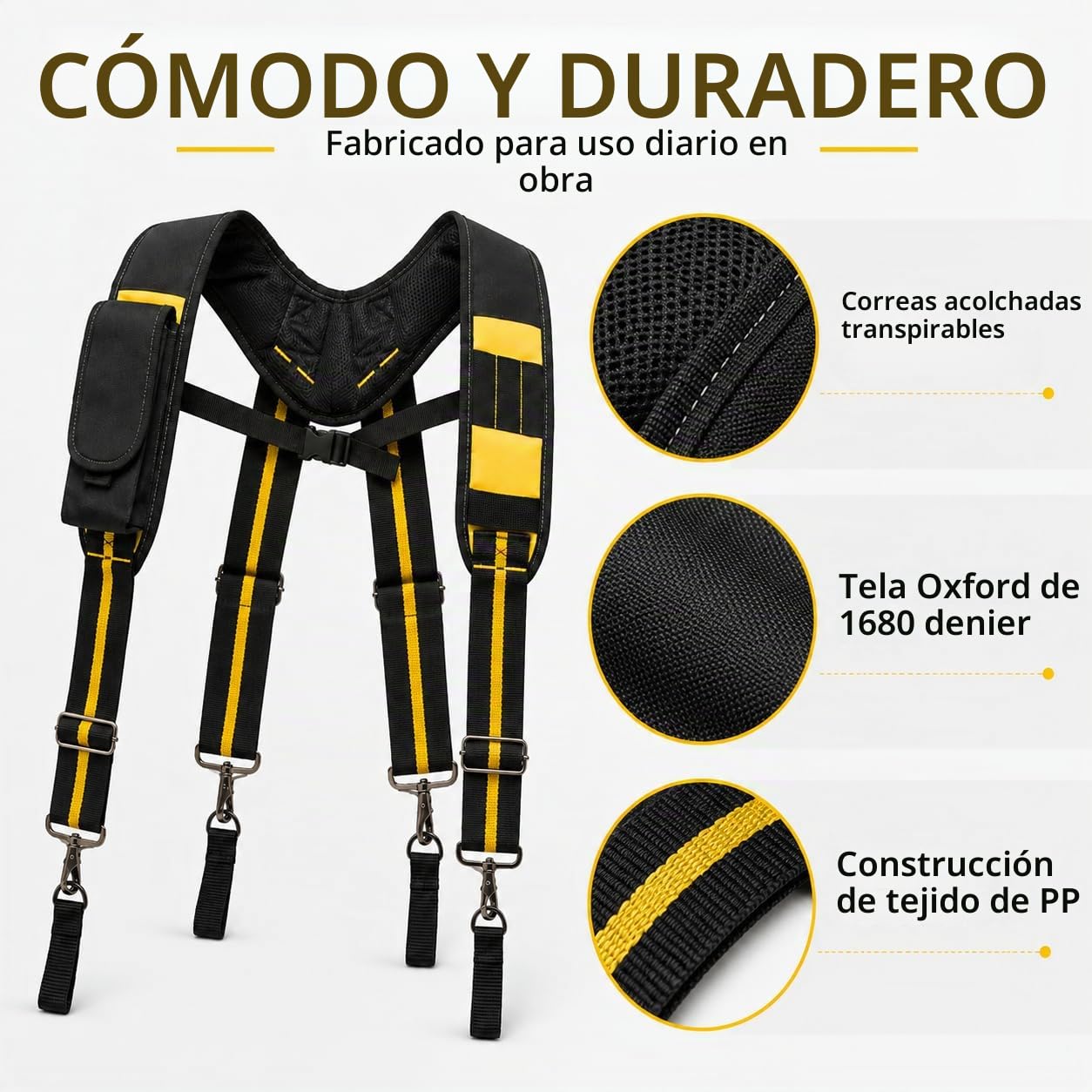 Tirantes de Cinturón de Herramientas, Ajustable Tirantes de Trabajo en Forma de X con Acolchados y Bolsillo, para Carpintero, Electricista