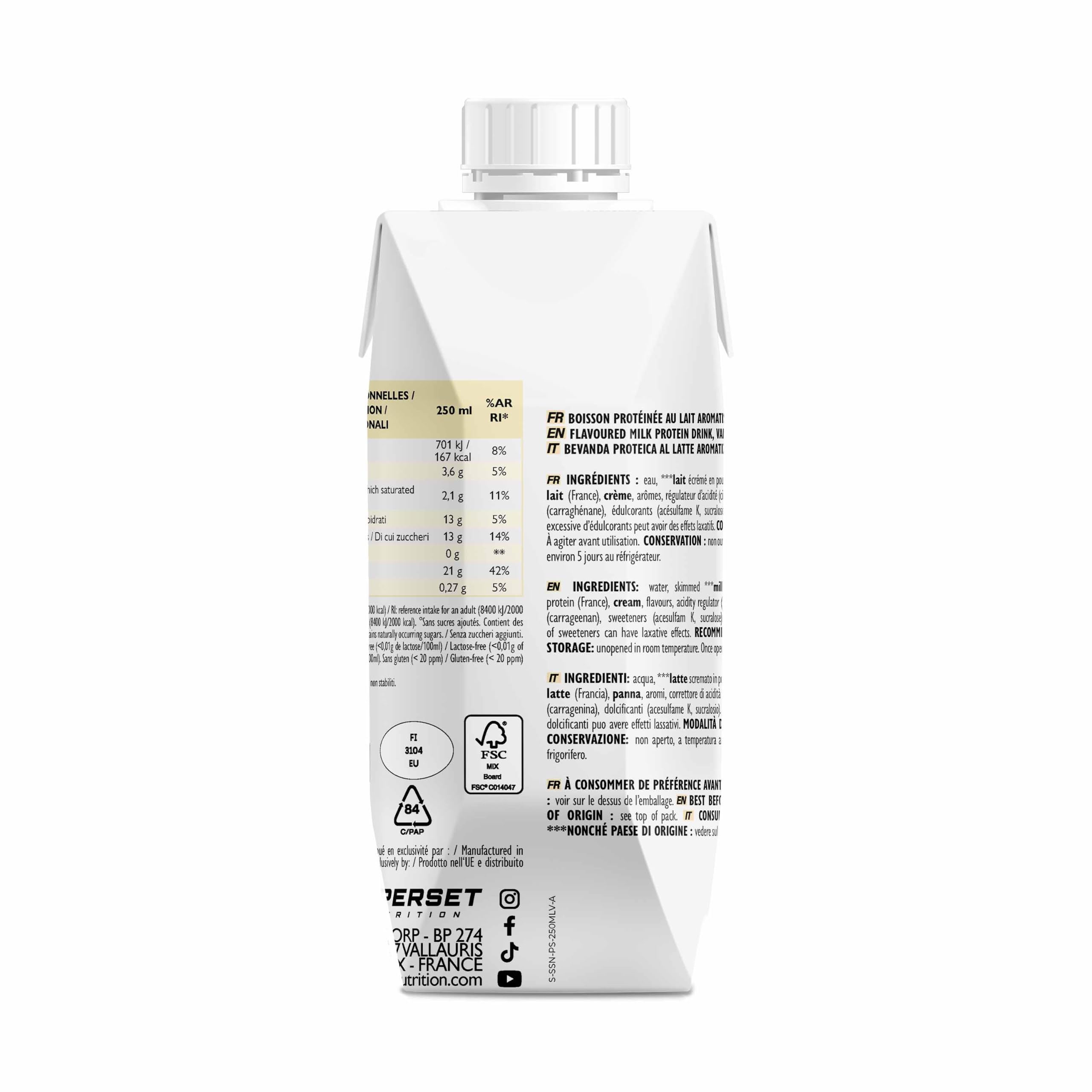 Superset Nutrition | Protein Shake (15x250ml) | Boissons protéinées | Ta réserve de shakes protéinés gourmands - Vanille