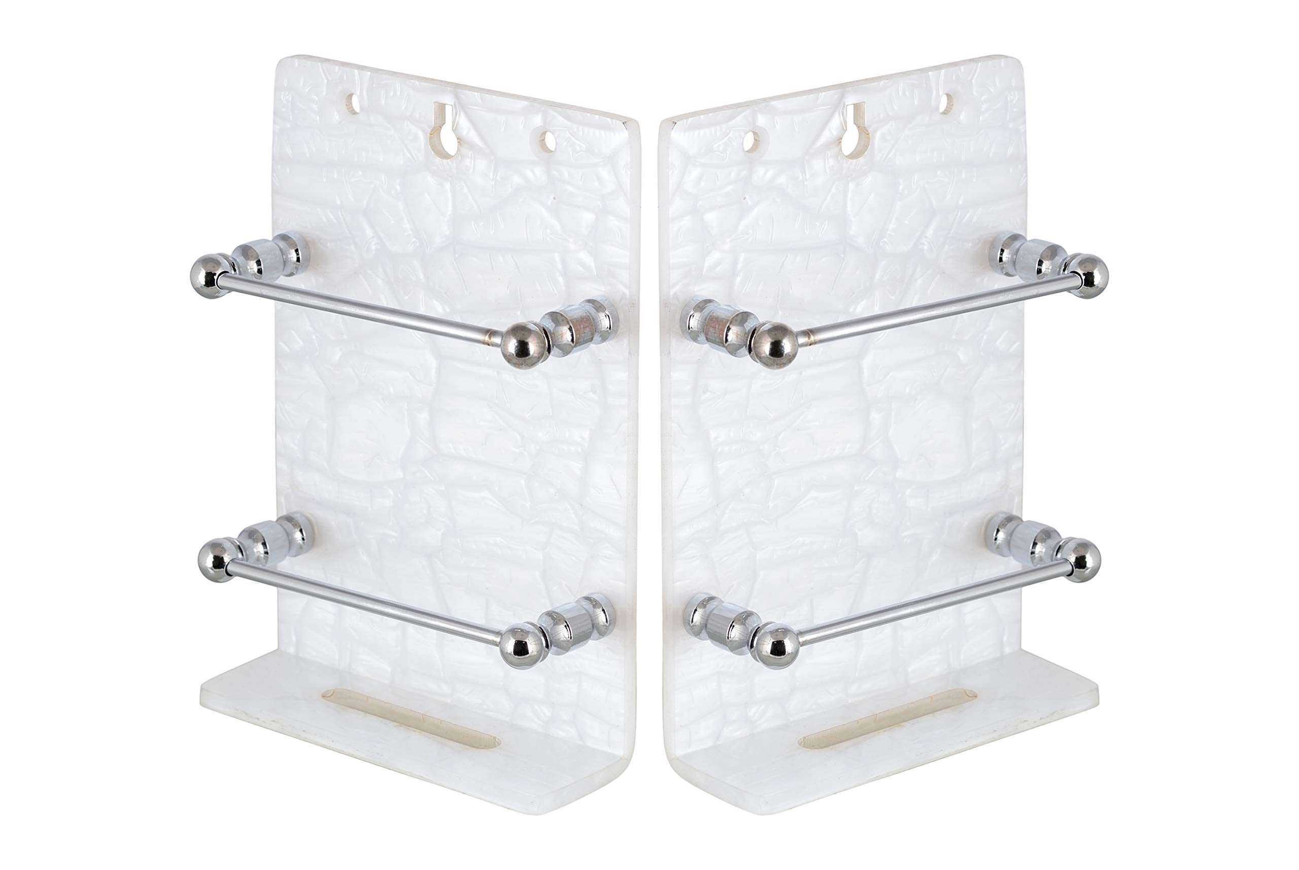 stimulus acrylic white mobile phone stand – wall mount holder for smartphones, ac & tv remote, multi-purpose charging stand, space-saving, made in india (set of 2)