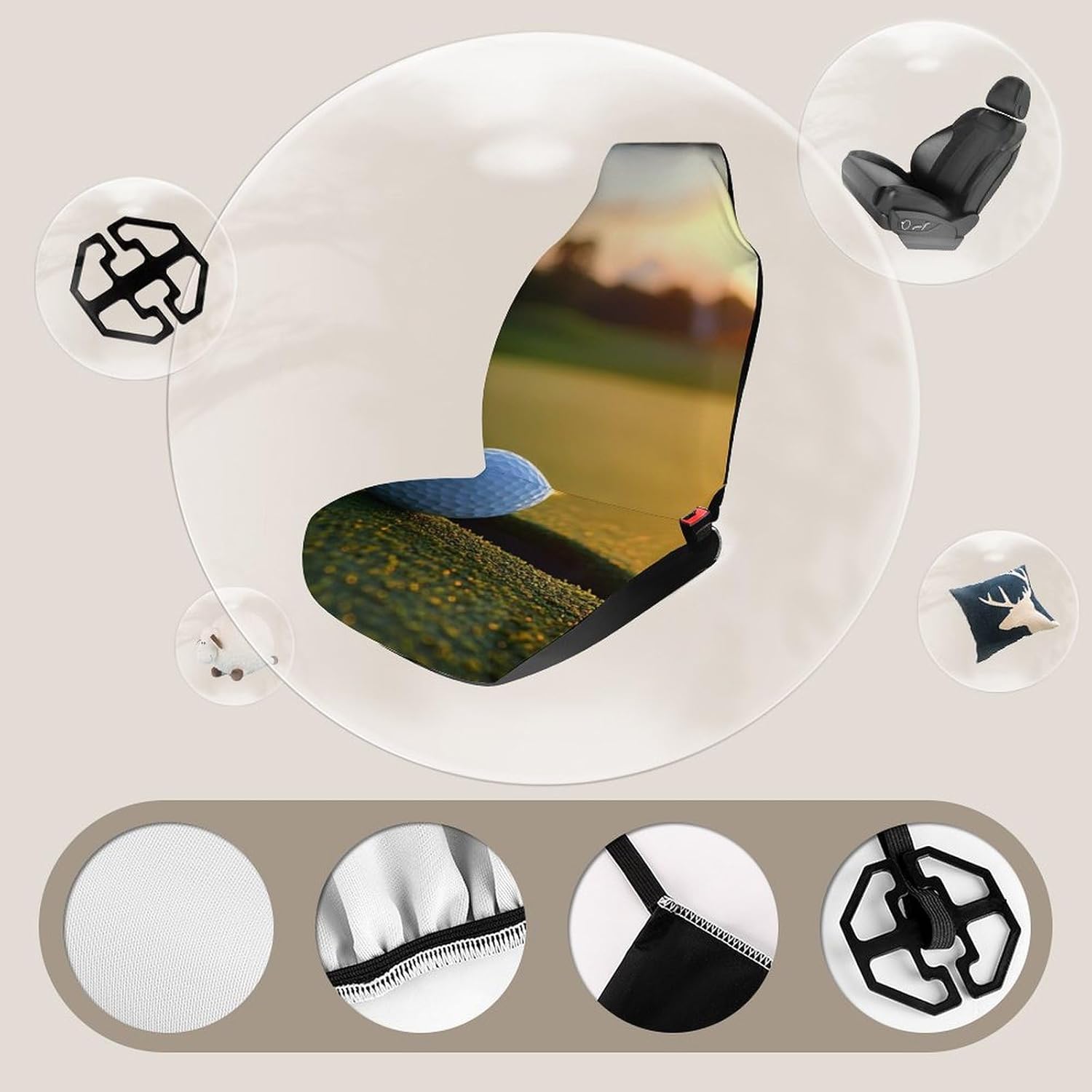 Cool Golf Ball Car Seat Covers Universal Car Front Seats Protector Auto Interior Accessories 1PCS