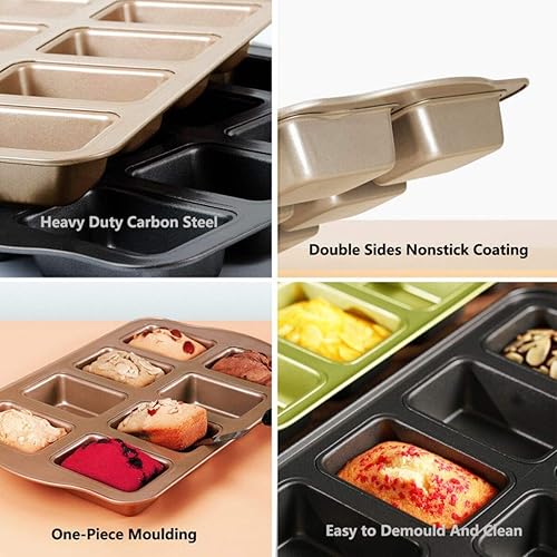 Miniatura 2 de Antiadherente Mini Pan Pan Pastel Pan Bandeja Hornear Acero al Carbono Utensilios para hornear 8 cavidades (dorado)